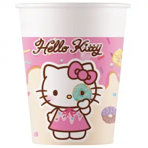 Set 8 Pahare Petrecere Carton 200ml Hello Kitty and Kuromi